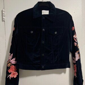 NWOT--SANDRO BEAUTIFUL VELVET EMBROIDERED 'JEAN' JACKET STYLE